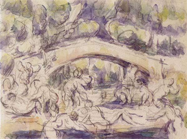 Paul Cezanne Bathers Beneath a Bridge France oil painting art